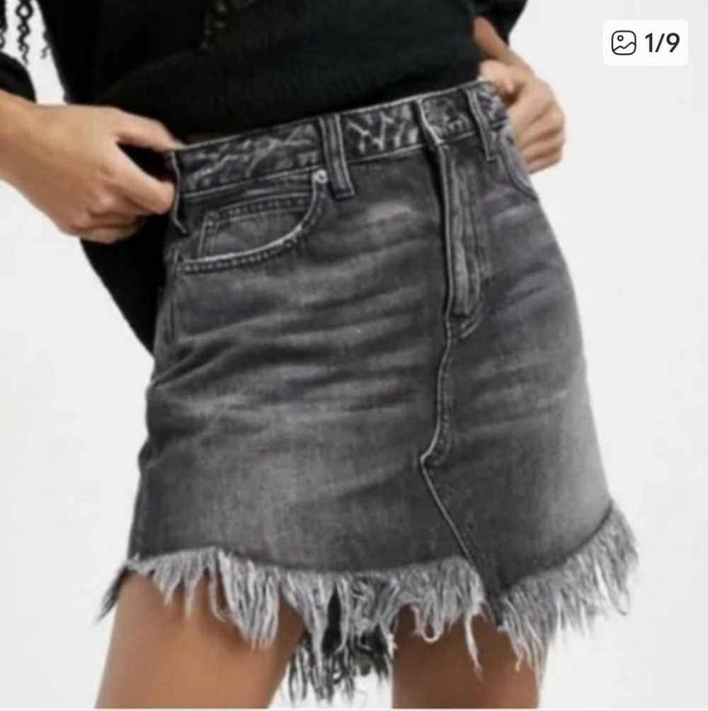 Free People Skirt Women's 25 Bailey Maverick Raw Hem Frayed Denim